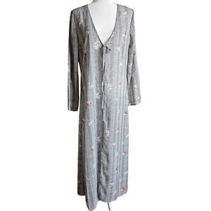 Solution Maxi Dress Women L Plaid Floral Long‎ Sleeve 90s Cottagecore